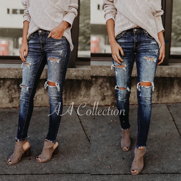 Denim - Distressed jeans denim skinny skinnies  0-15